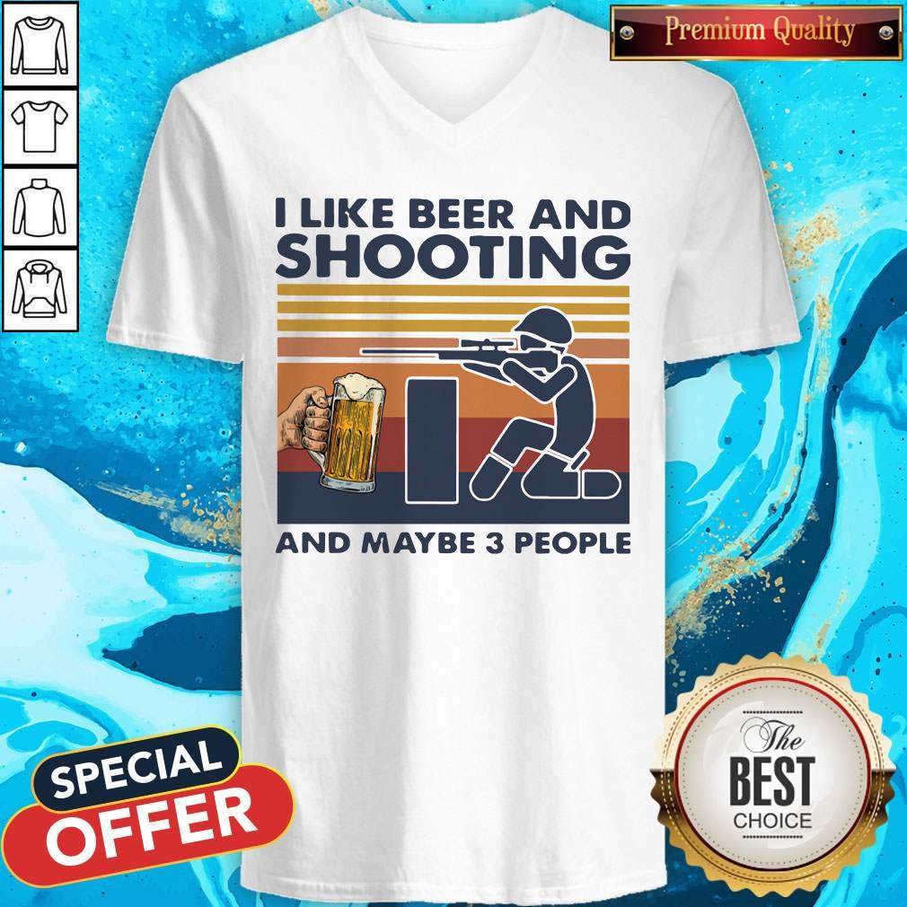 Official I Like Beer And Shooting And Maybe 3 People Vintage Shirt - Image 4