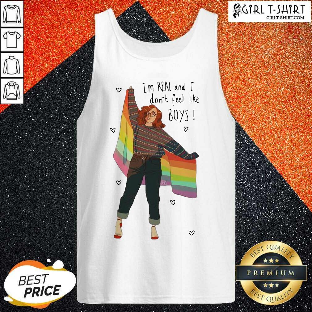 Official I’m Real And I Don’t Feel Like Boys LGBT Flag Shirt - Image 3
