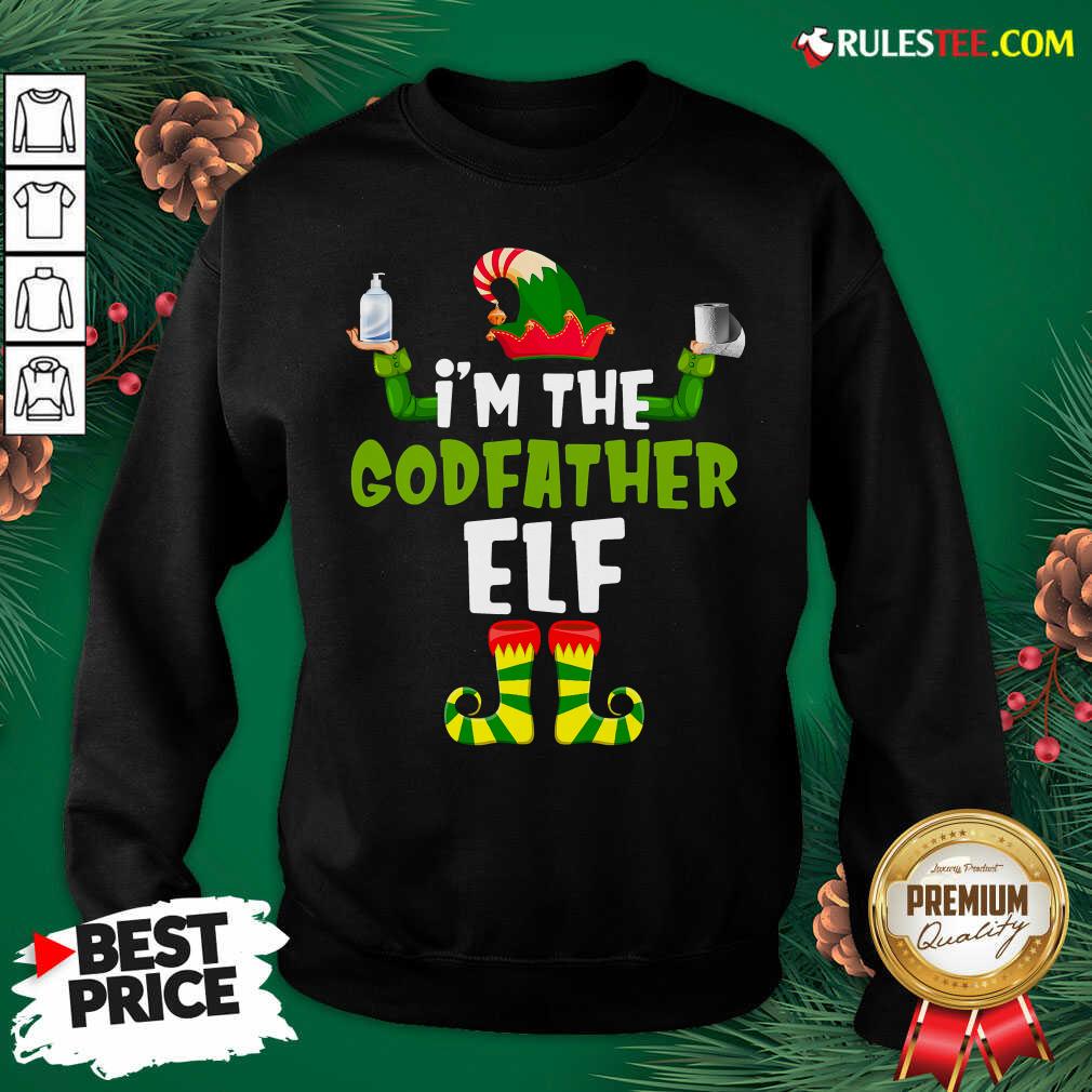 Official Im The Godfather Elf Quarantine Matching Christmas Shirt - Image 5