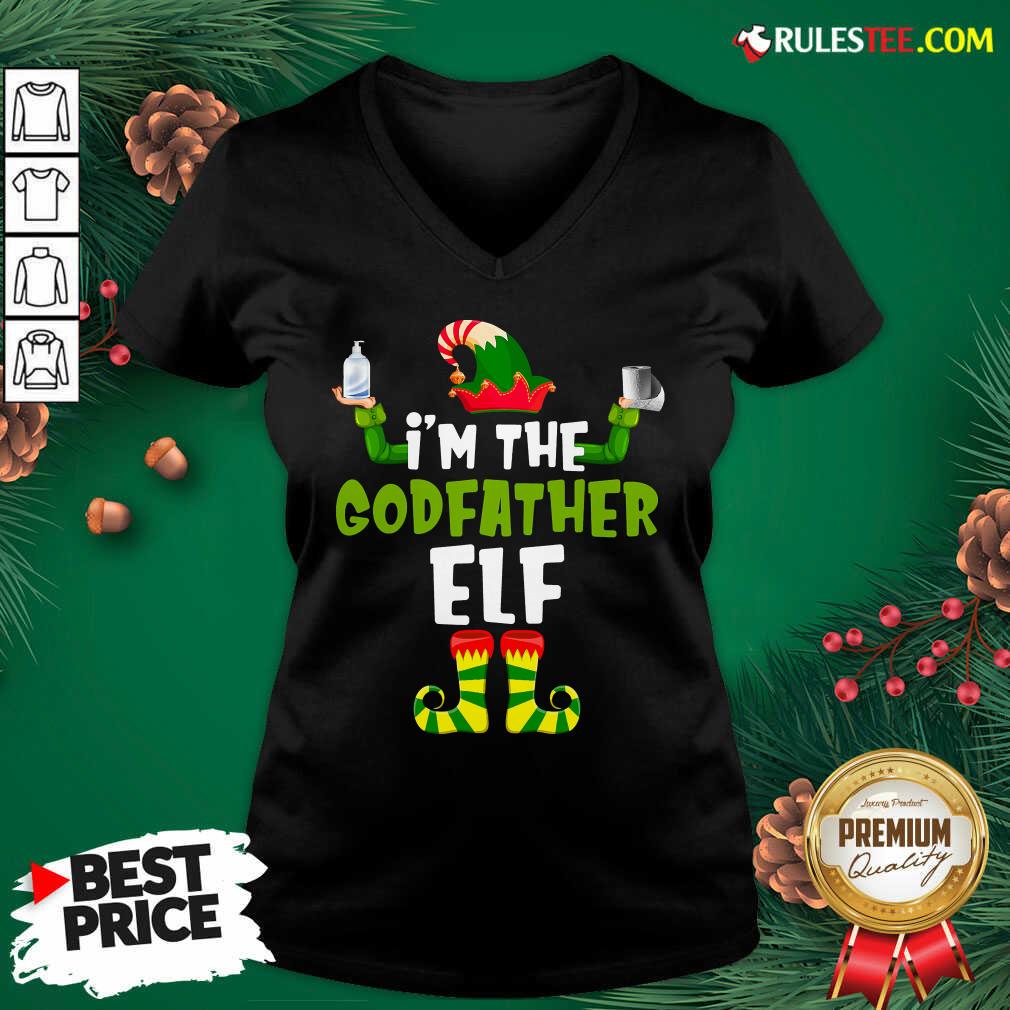 Official Im The Godfather Elf Quarantine Matching Christmas Shirt - Image 3