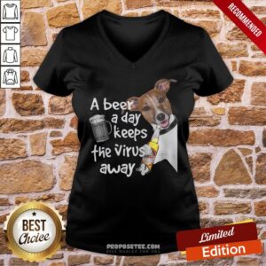Alternative view of Official Jack Russell A Beer A Day Keeps The Virus Away Dog Shirt