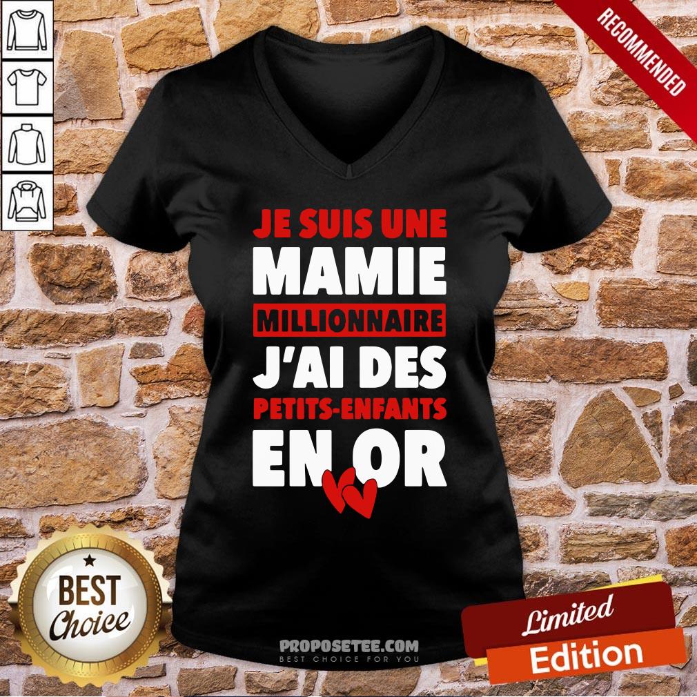 Official Je Suis Une Mamie Millionnaire J’ai Des Petits Enfants Enor Hearts Shirt - Image 2