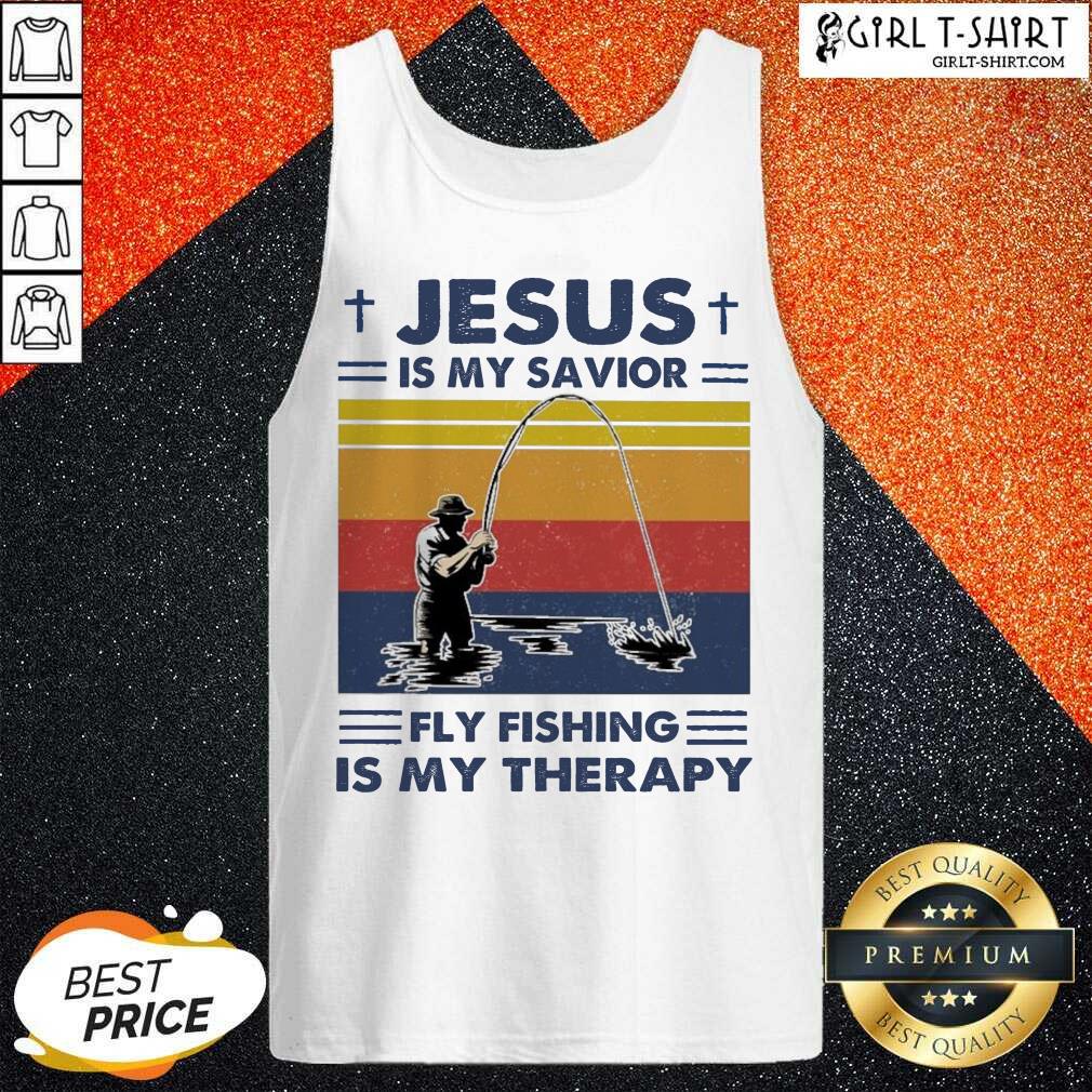 Official Jesus Is My Savior Fly Fishing Is My Therapy Vintage Shirt - Image 3