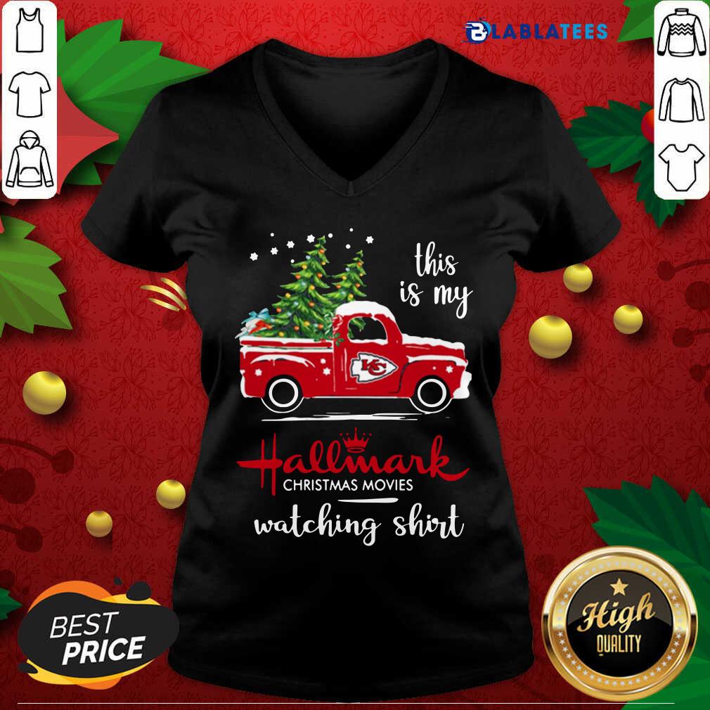 Official Kansas City Chiefs This Is My Hallmark Christmas Movies Watching Shirt - Image 3