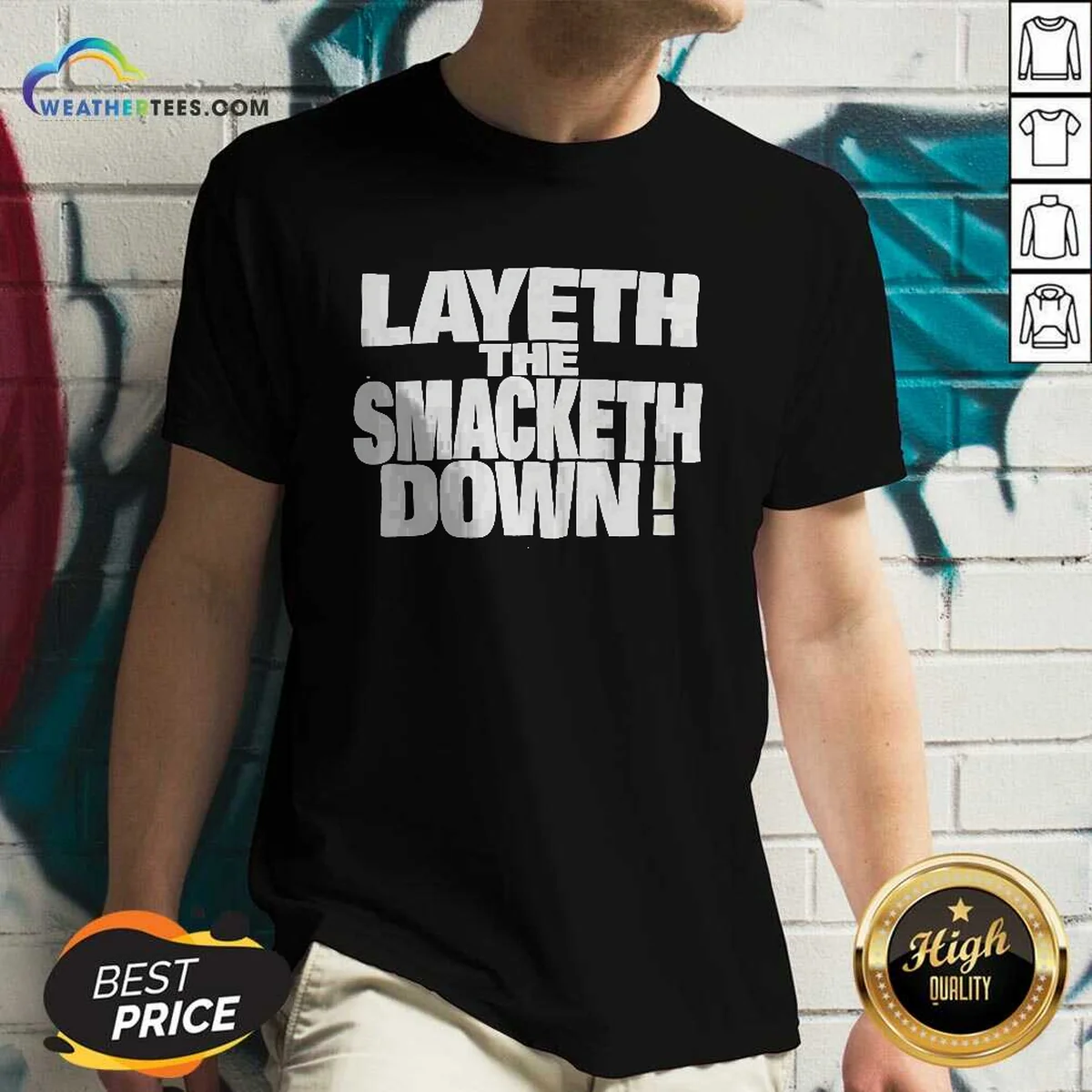 Official Layeth The Smacketh Down WWE Shirt - Image 3