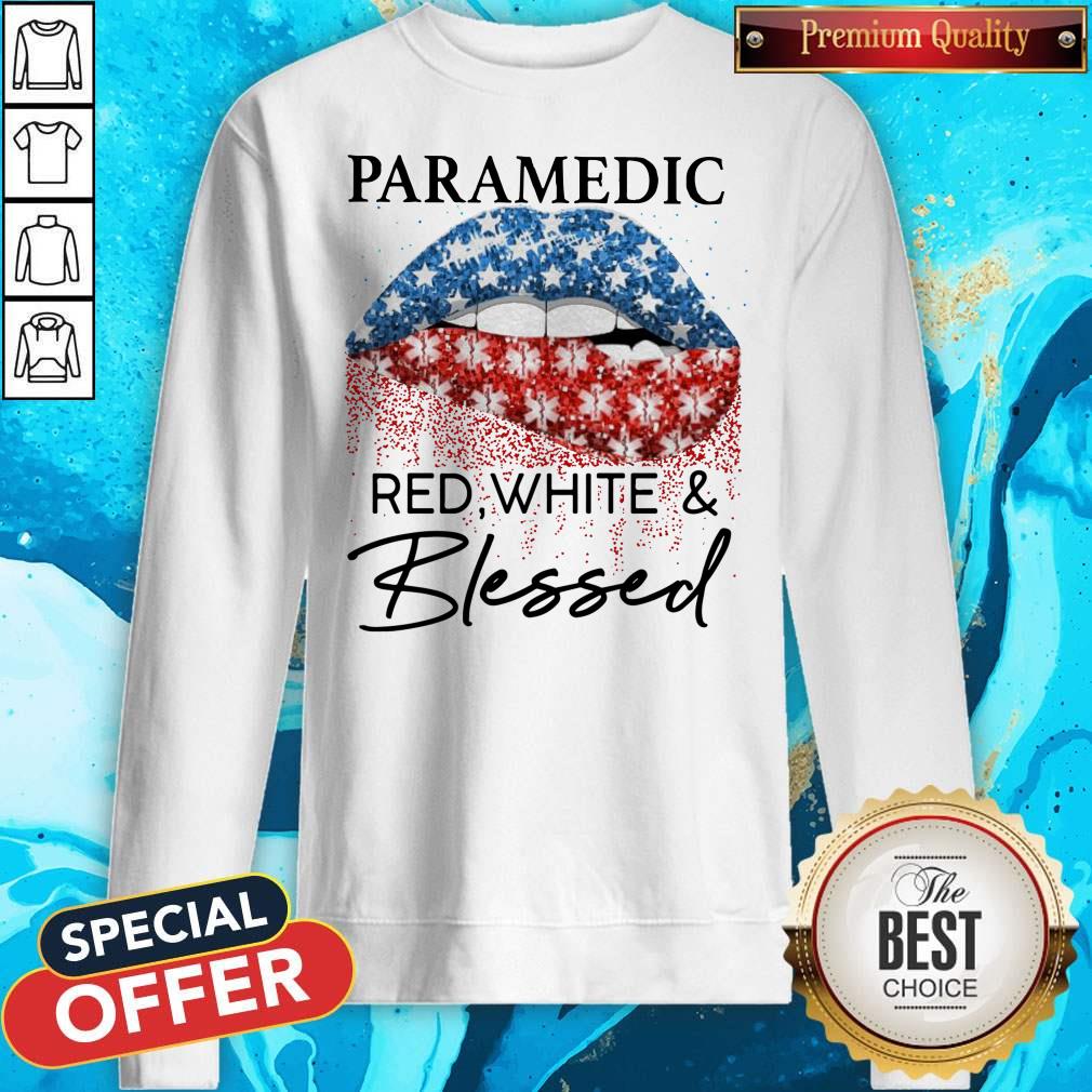 Official Lip Paramedic Red White And Blessed Diamond Shirt - Image 4