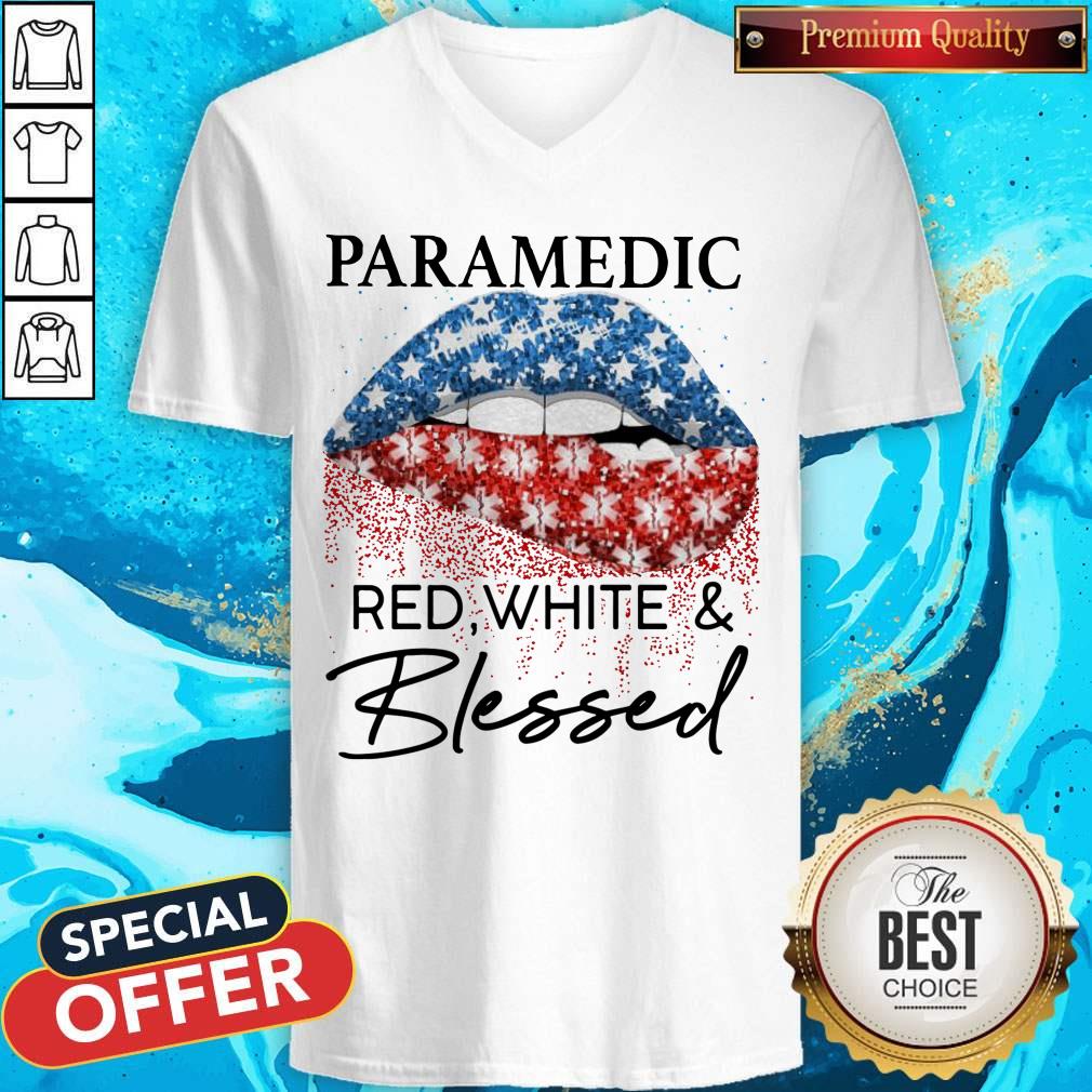 Official Lip Paramedic Red White And Blessed Diamond Shirt - Image 5