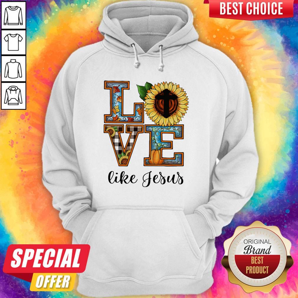 Official Love Like Jesus Sunflower Pumpkin Shirt - Image 3
