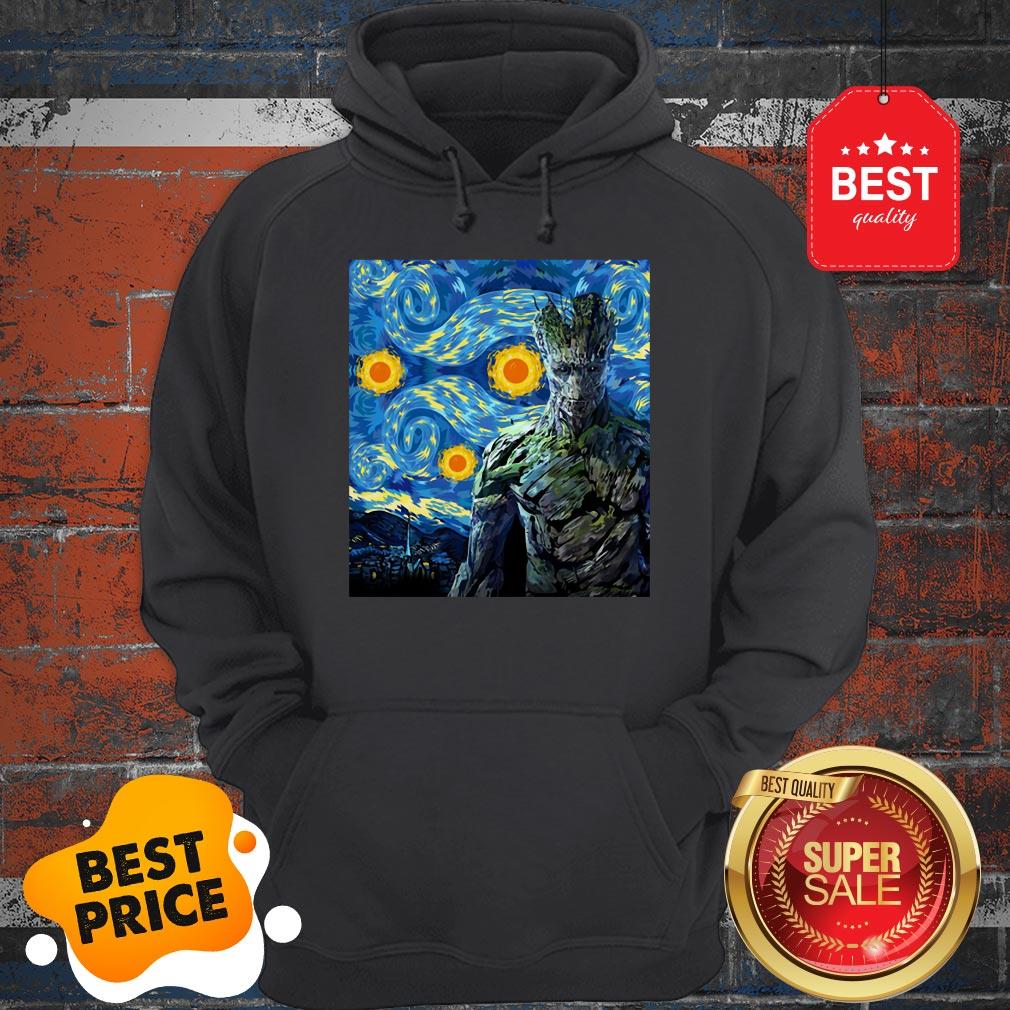 Official Marvel Groot Mashup Van Gogh Starry Night Shirt - Image 2