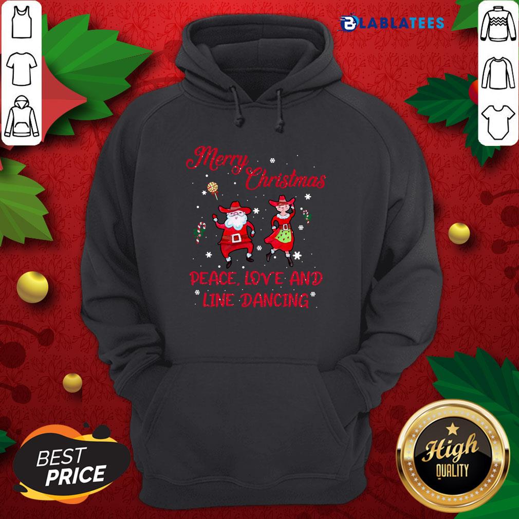 Official Merry Christmas Peace Love And Line Dancing Shirt - Image 2