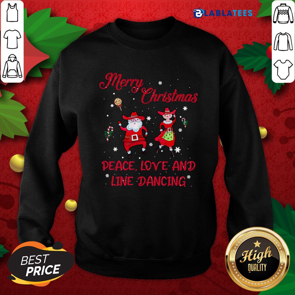 Official Merry Christmas Peace Love And Line Dancing Shirt - Image 5