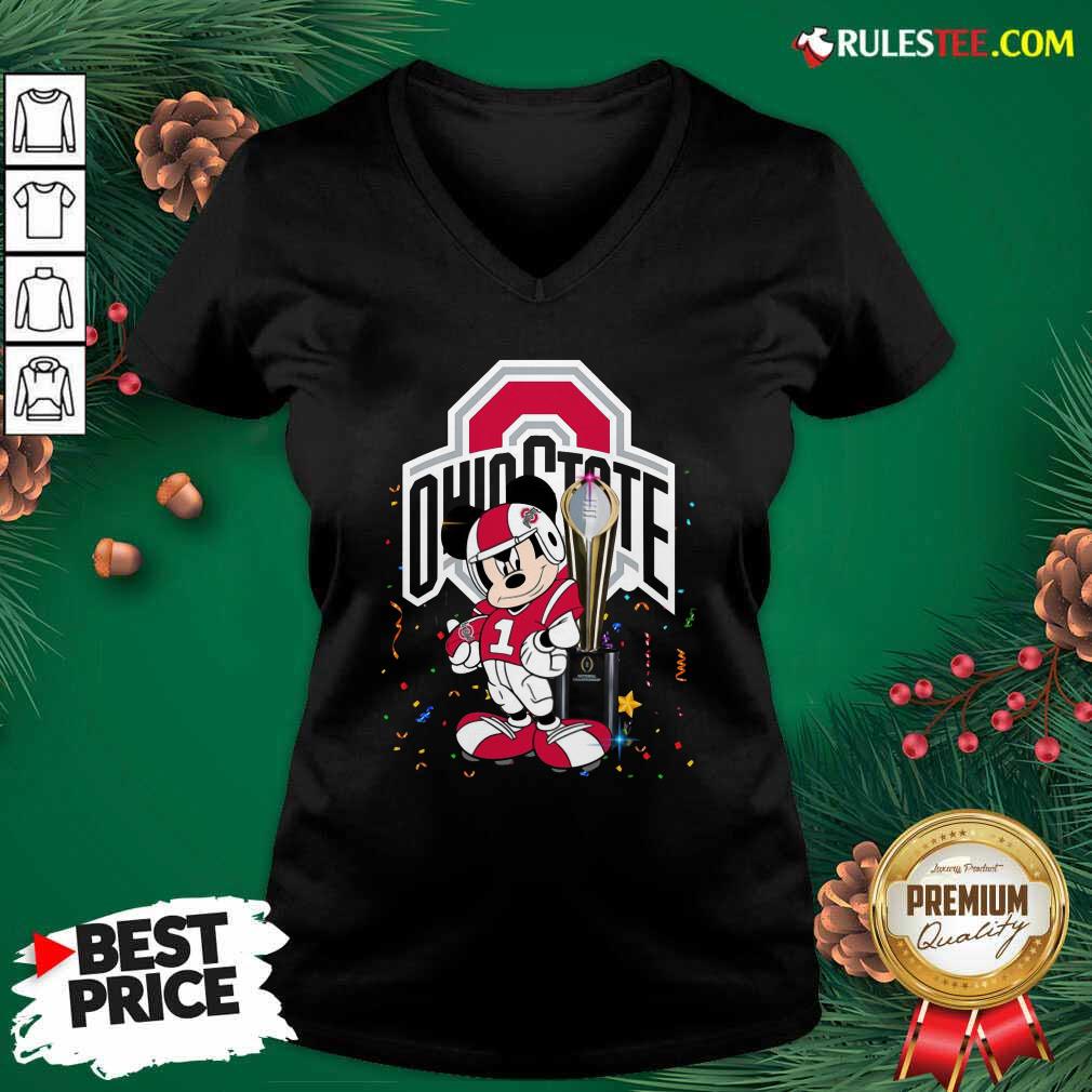 Official Mickey Mouse And Cup Ohio State Buckeyes Shirt - Image 3