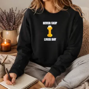 Alternative view of Official Never Skip Liver Day Beer X Dumbbell Gym Shirt