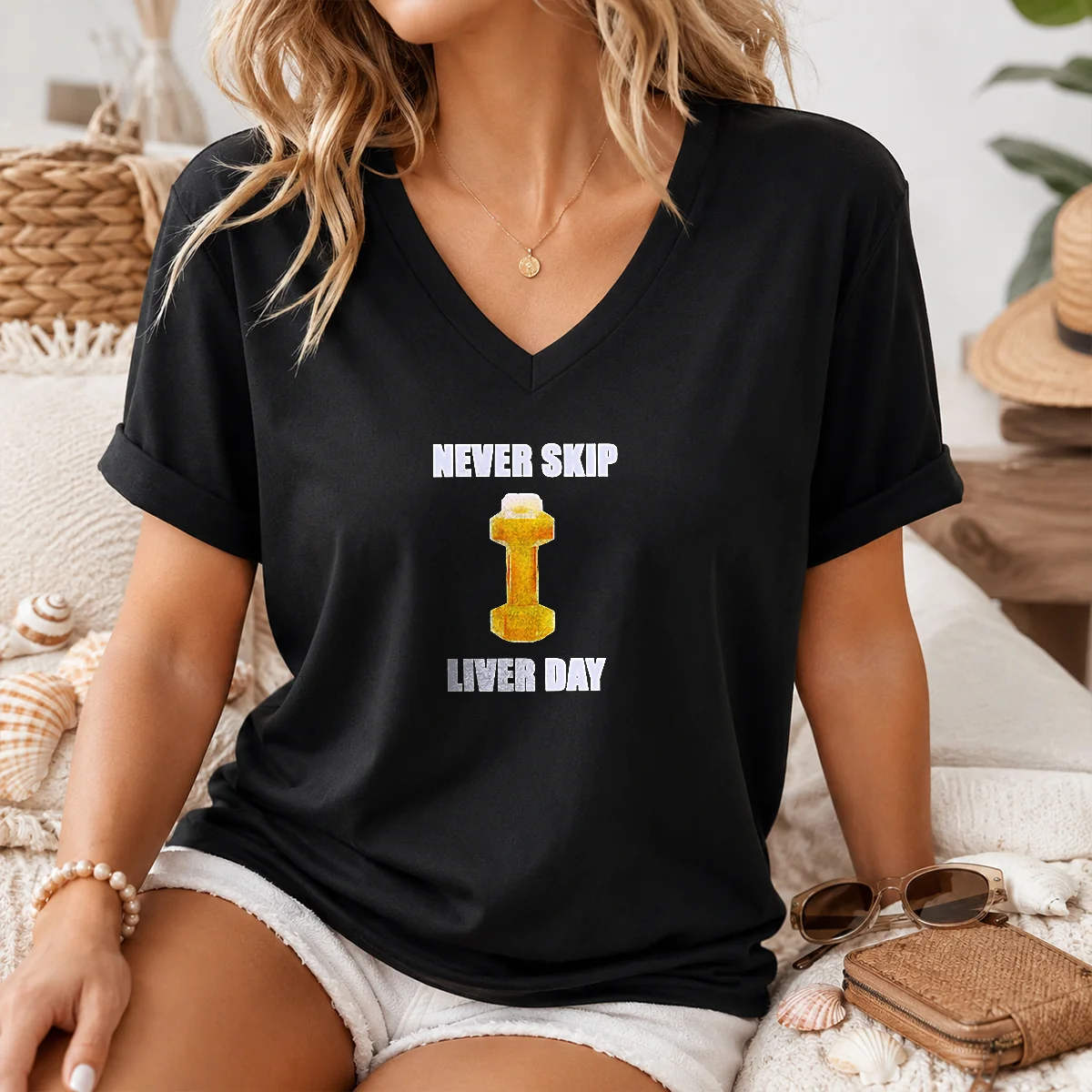 Official Never Skip Liver Day Beer X Dumbbell Gym Shirt - Image 7