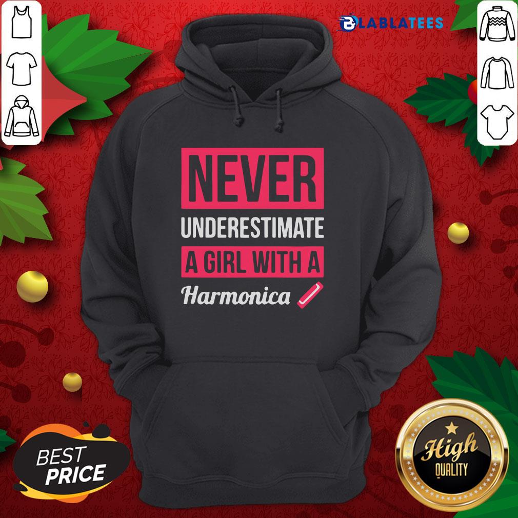Official Never Underestimate A Girl With A Harmonica Shirt - Image 2