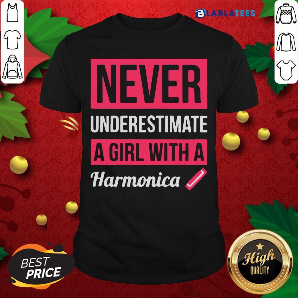 Official Never Underestimate A Girl With A Harmonica Shirt
