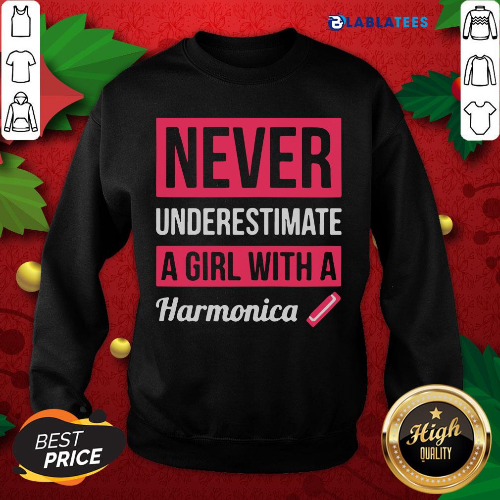 Official Never Underestimate A Girl With A Harmonica Shirt - Image 5