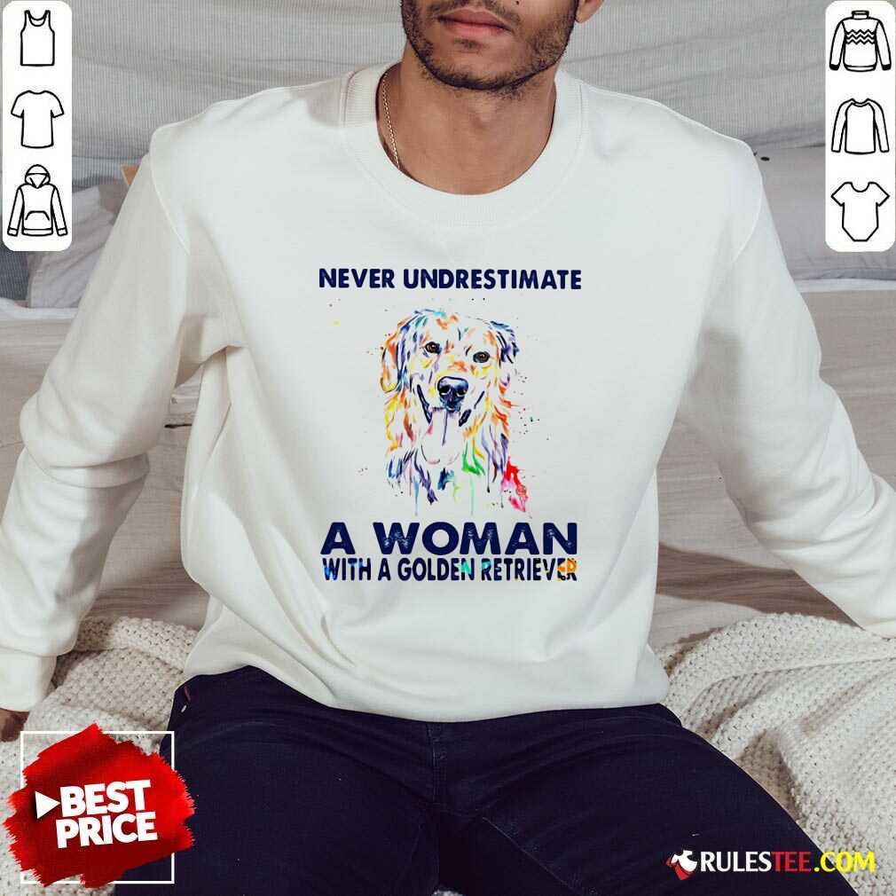 Official Never Underestimate A Woman With A Golden Retriever Ladies Shirt - Image 5
