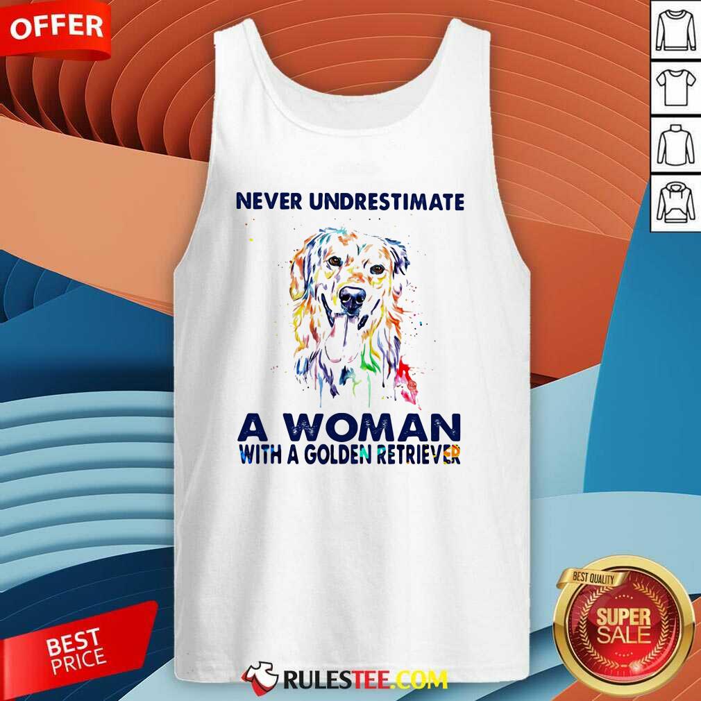 Official Never Underestimate A Woman With A Golden Retriever Ladies Shirt - Image 4