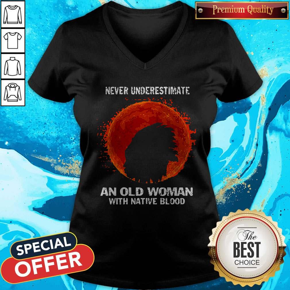 Official Never Underestimate An Old Woman With Native Blood Moon Shirt - Image 4