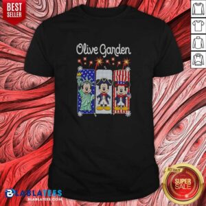 Official Olive Garden Mickey Mouse As Statue Of Liberty And Uncle Sam USA Shirt