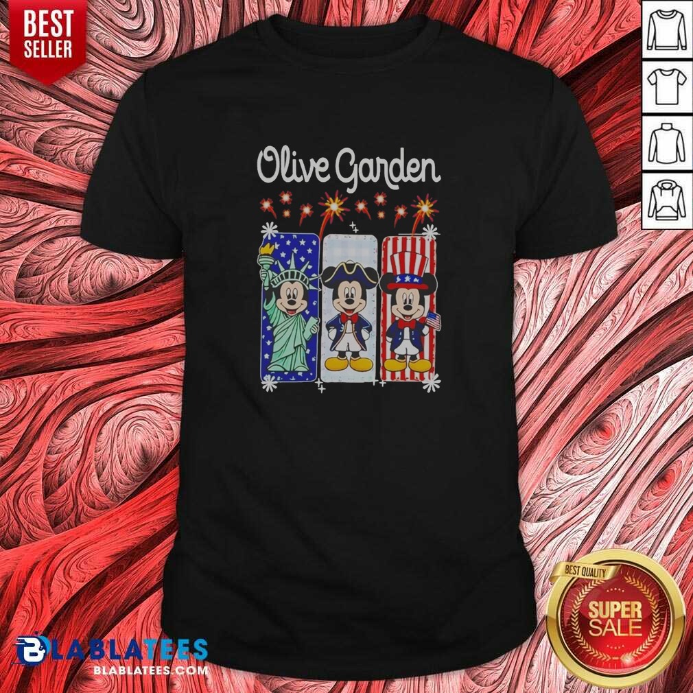 Official Olive Garden Mickey Mouse As Statue Of Liberty And Uncle Sam USA Shirt