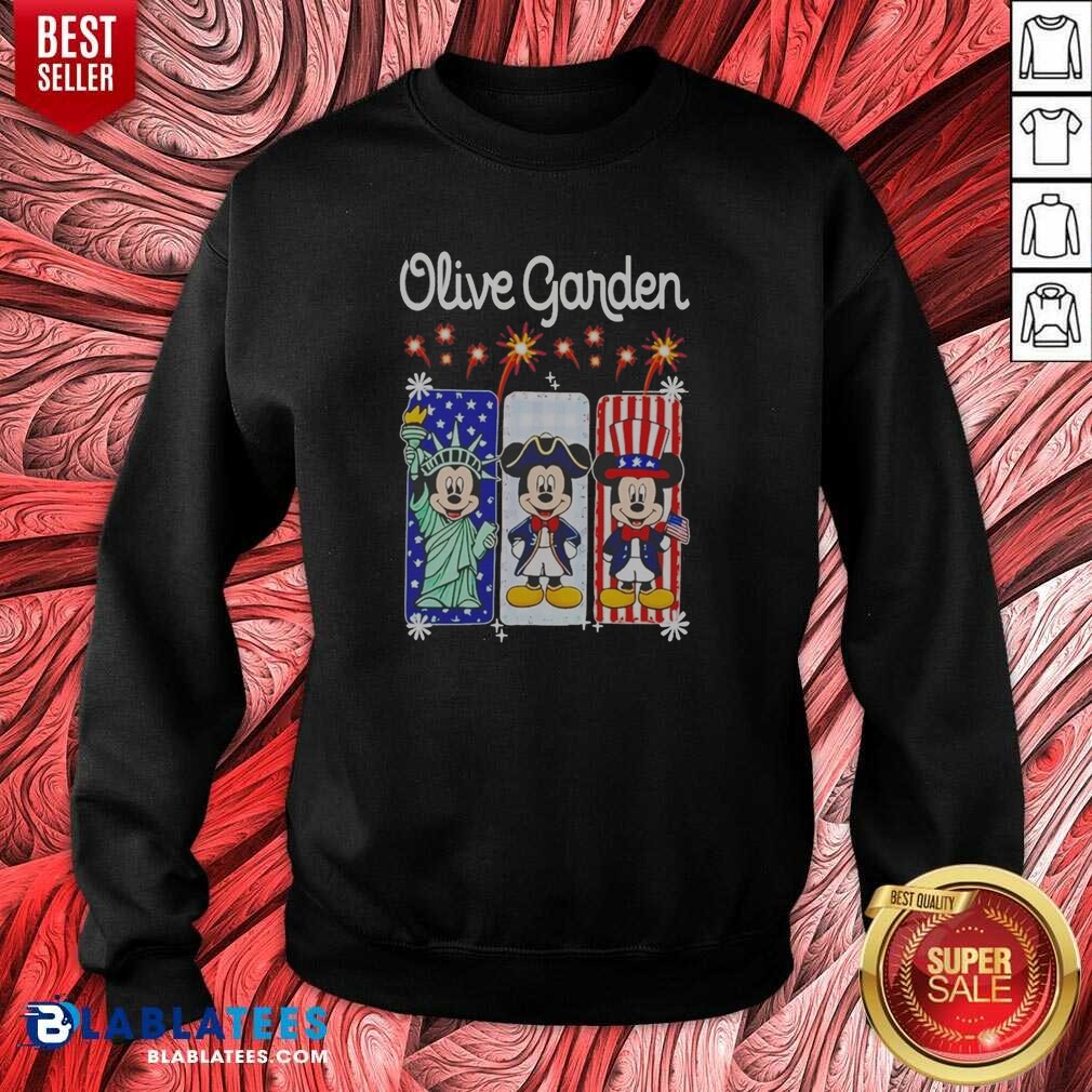 Official Olive Garden Mickey Mouse As Statue Of Liberty And Uncle Sam USA Shirt - Image 3