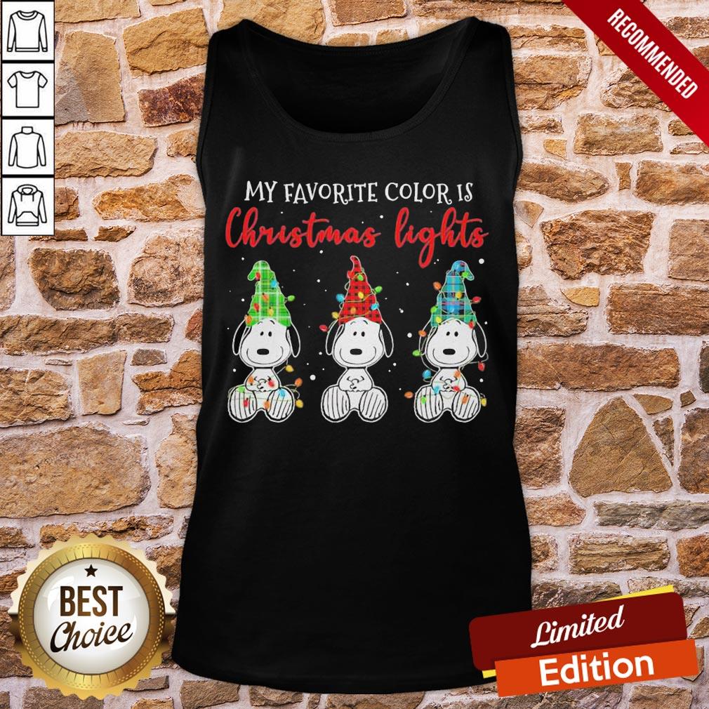 Official Plaid Snoopys My Favorite Color Is Christmas Lights Shirt - Image 3
