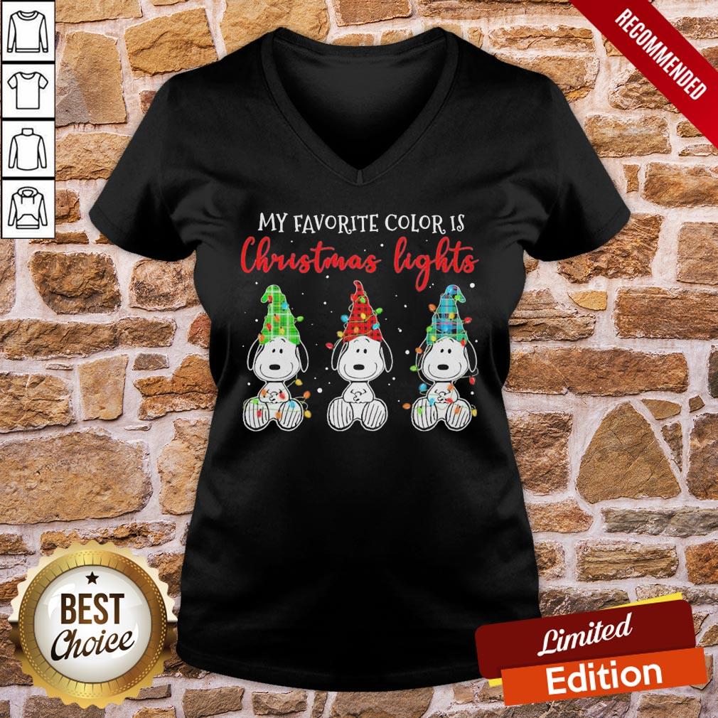 Official Plaid Snoopys My Favorite Color Is Christmas Lights Shirt - Image 2