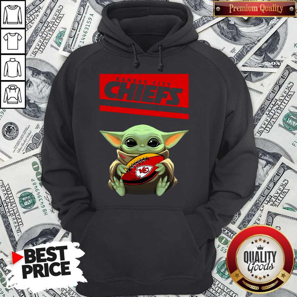 Official Pretty Baby Yoda Hug Kansas City Chiefs Football Logo Shirt - Image 2