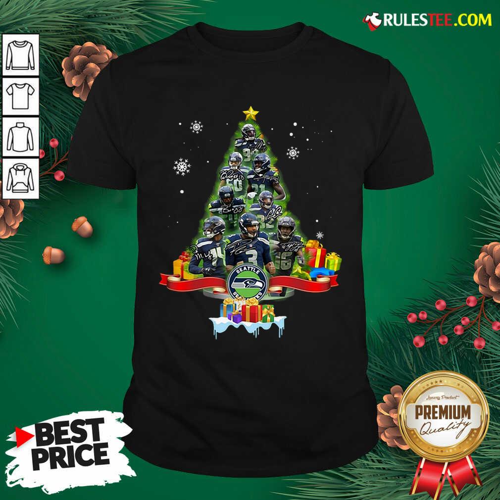 Official Seattle Seahawks Player Signatures Christmas Tree Shirt