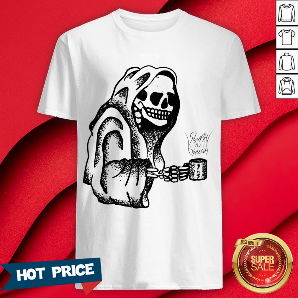 Official Skeleton Drinking Coffee Halloween Shirt