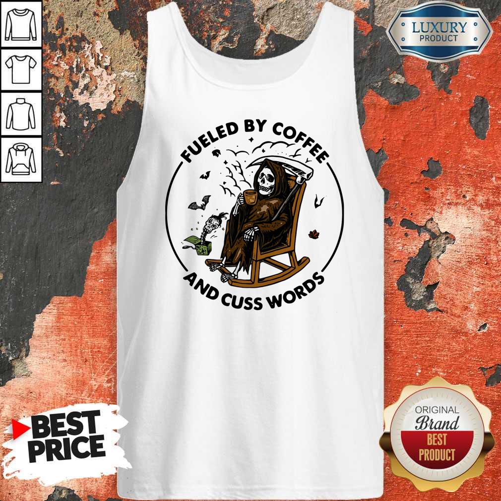 Official Skeleton Fueled By Coffee And Cuss Words Shirt - Image 4