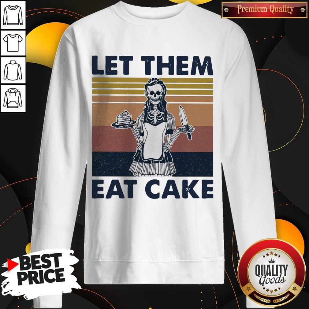 Official Skull Let Them Eat Cake Vintage Retro Shirt - Image 5