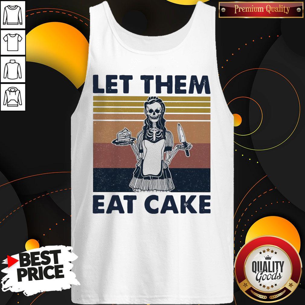Official Skull Let Them Eat Cake Vintage Retro Shirt - Image 4