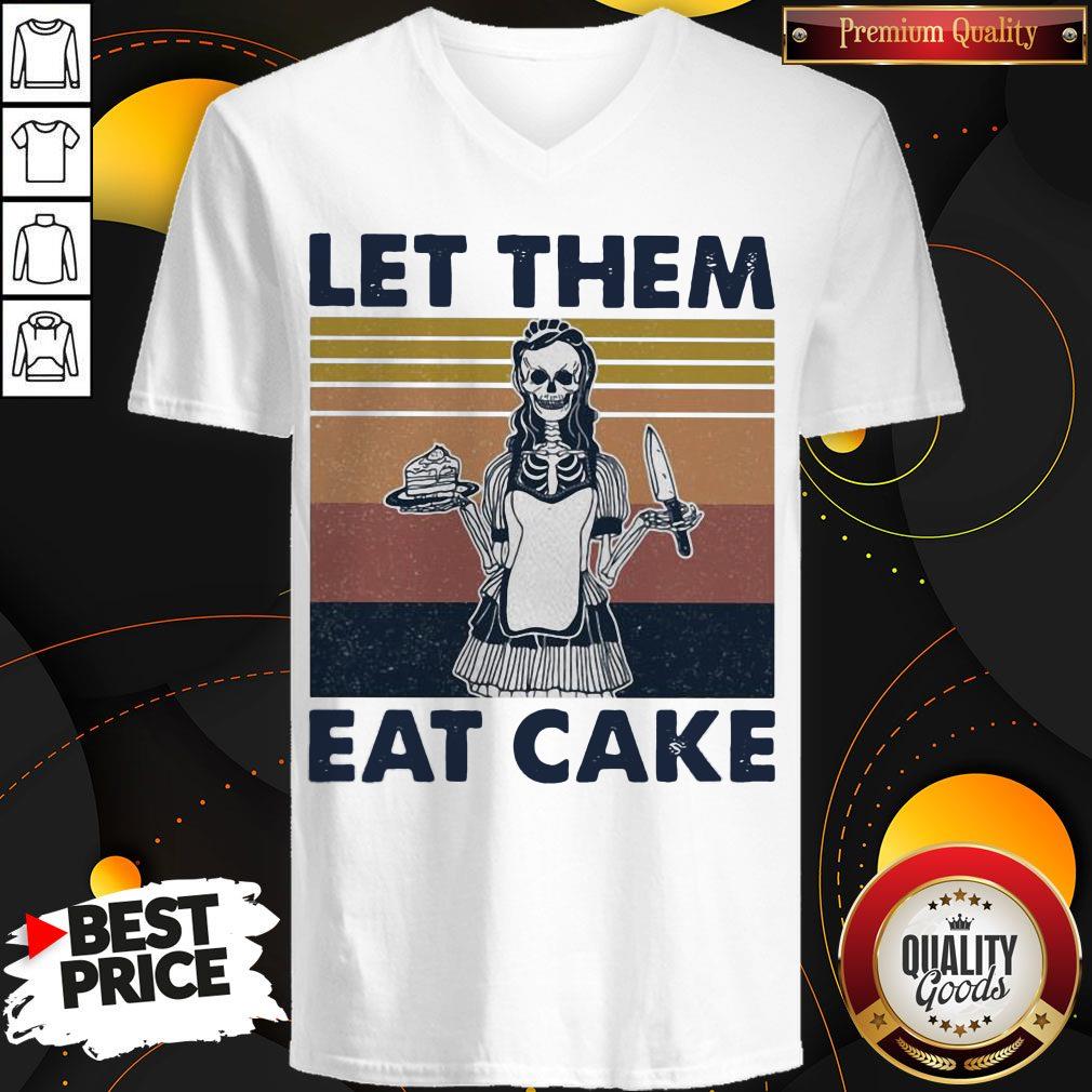 Official Skull Let Them Eat Cake Vintage Retro Shirt - Image 2