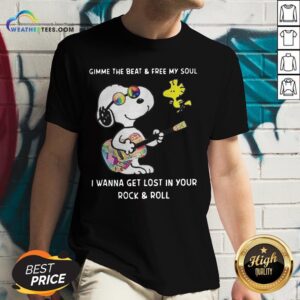 Alternative view of Official Snoopy And Woodstock Gimme The Beat And Free My Soul I Wanna Get Lost In Your Rock And Roll Shirt