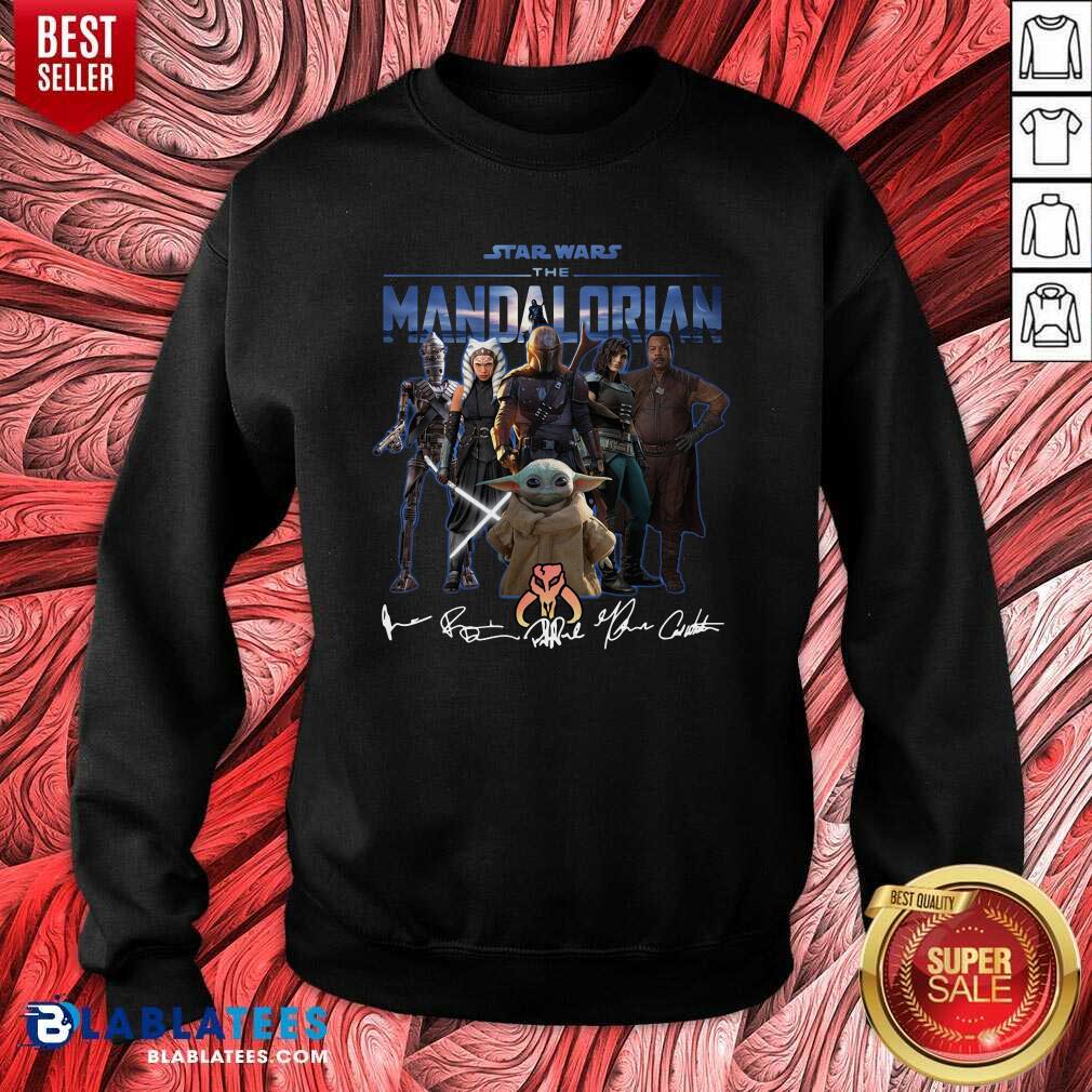 Official Star Wars The Mandalorian And Baby Yoda Signatures Shirt - Image 2