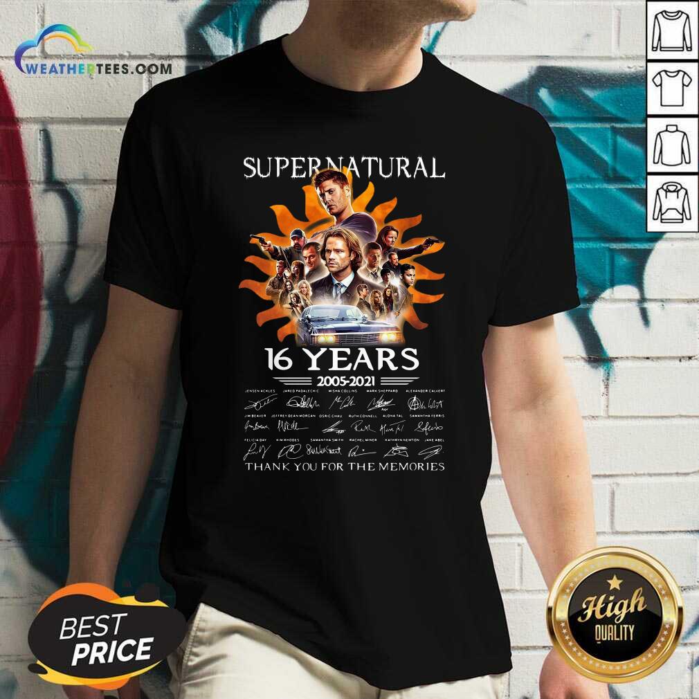Official Supernatural 16 Years 2005 2021 Thank You For The Memories Signatures Shirt - Image 5