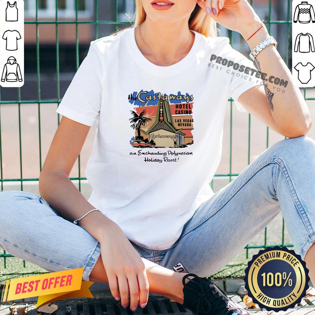 Official The Castaways Polynesian Resort Hotel Vintage Las Vegas Shirt - Image 2