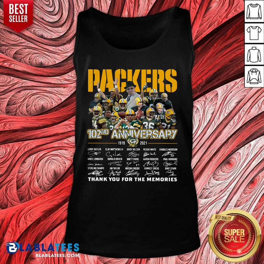 Official The Green Bay Packers 102nd Anniversary 1919 2021 Signatures Thank You For The Memories Shirt - Image 3