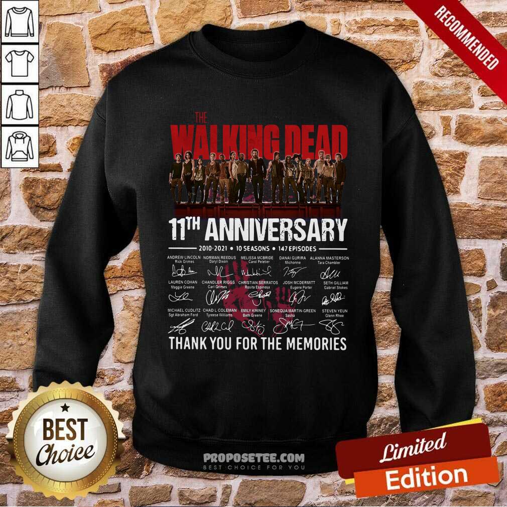 Official The Walking Dead 11Th Anniversary 2010 2021 10 Seasons 147 Episodes Thank You For The Memories Signatures Shirt - Image 3