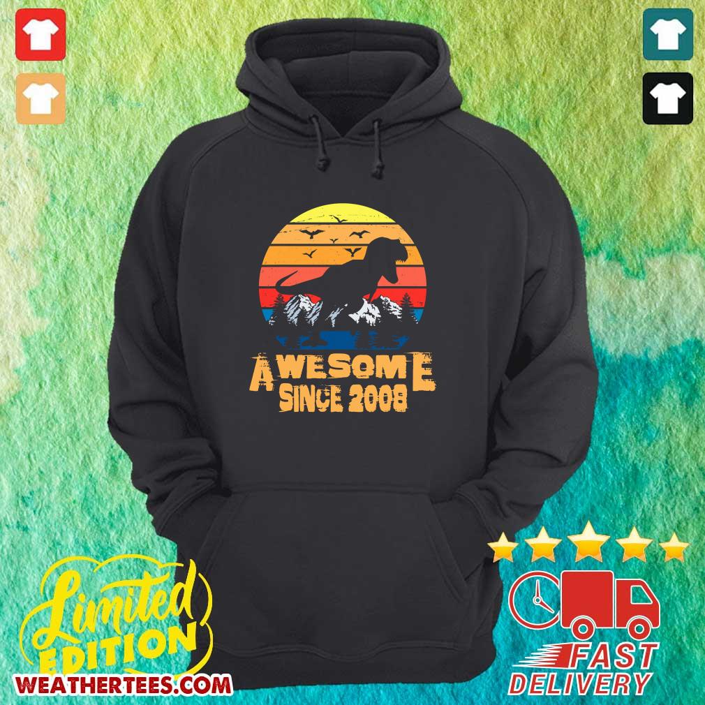 Official Vintage Awesome Since 2008 13 Year Old 13th Birthday Gift For Dinosaur Boy Shirt - Image 5