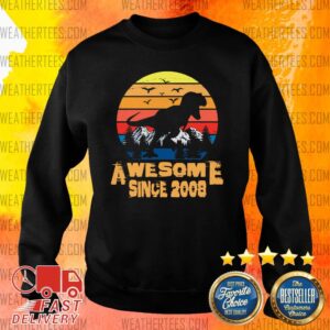 Alternative view of Official Vintage Awesome Since 2008 13 Year Old 13th Birthday Gift For Dinosaur Boy Shirt