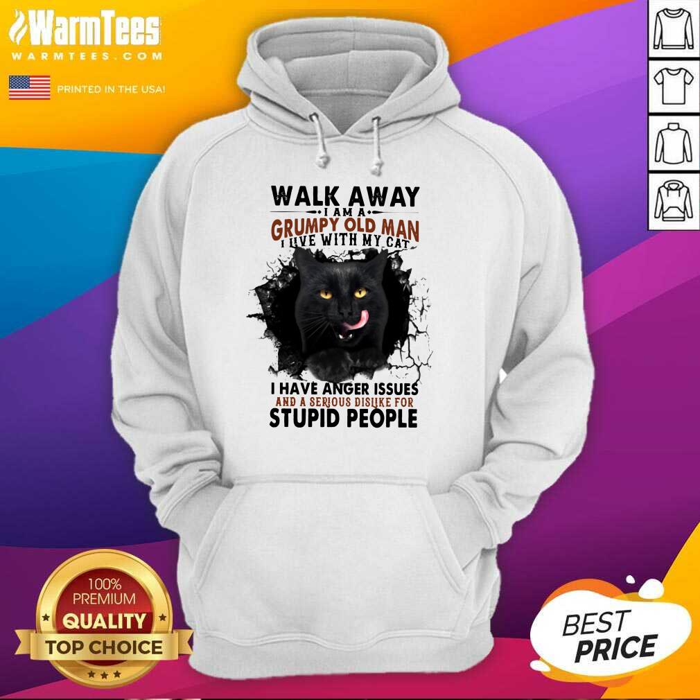 Official Walk Away Black Cat Grumpy Man Shirt - Image 4