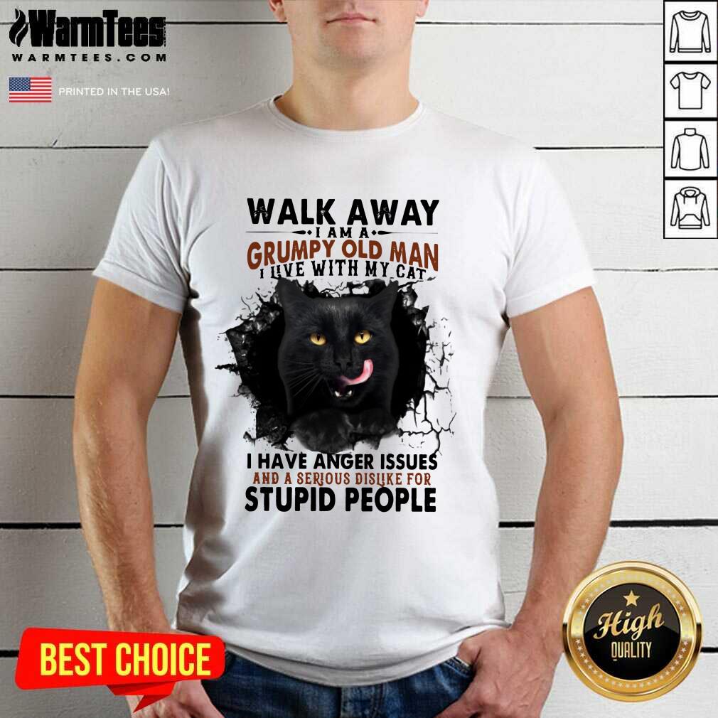 Official Walk Away Black Cat Grumpy Man Shirt