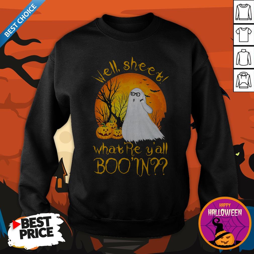 Official Well Sheet Whatre Yall Boo In Ghost Pumpkin Sunset Halloween Shirt - Image 3