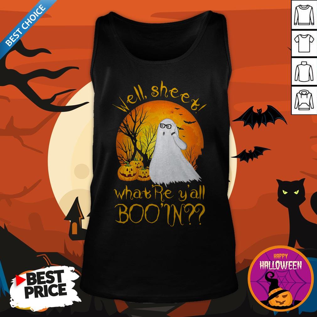 Official Well Sheet Whatre Yall Boo In Ghost Pumpkin Sunset Halloween Shirt - Image 2