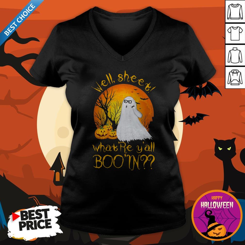 Official Well Sheet Whatre Yall Boo In Ghost Pumpkin Sunset Halloween Shirt - Image 4