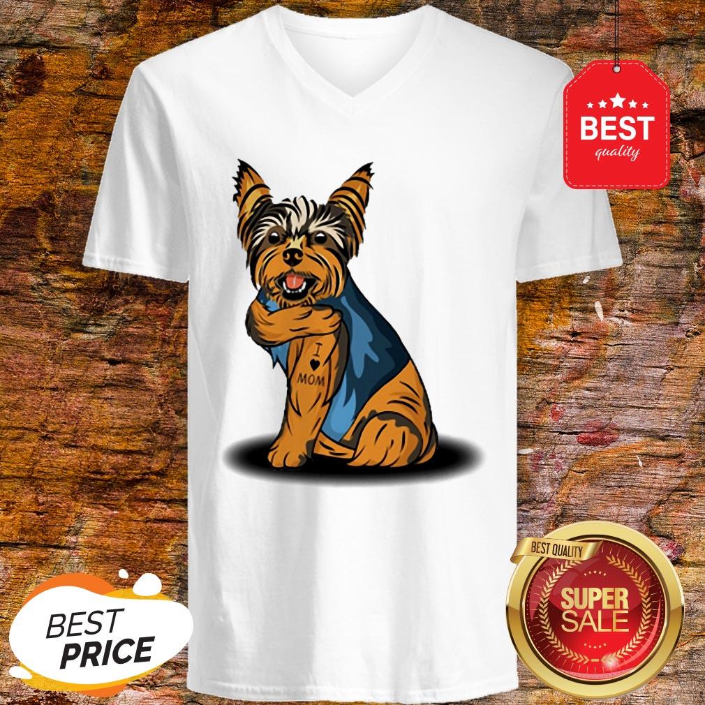 Official Yorkshire Terrier Tattoos I Love Mom Shirt - Image 3